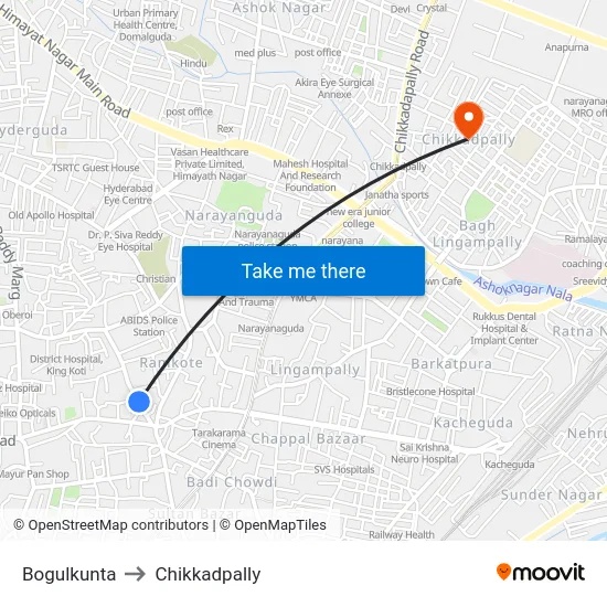 Bogulkunta to Chikkadpally map