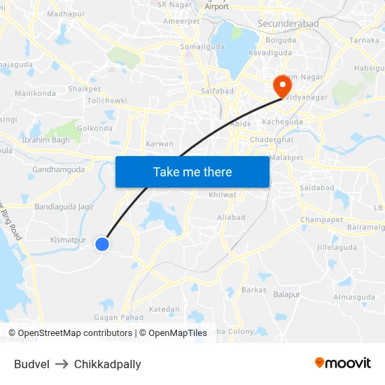 Budvel to Chikkadpally map