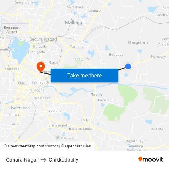 Canara Nagar to Chikkadpally map