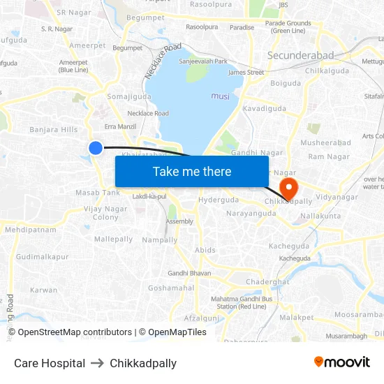 Care Hospital to Chikkadpally map