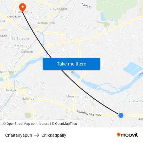 Chaitanyapuri to Chikkadpally map