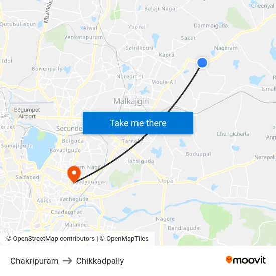 Chakripuram to Chikkadpally map