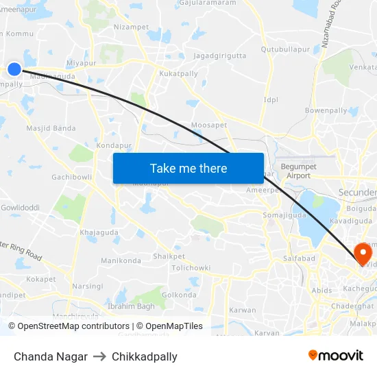Chanda Nagar to Chikkadpally map