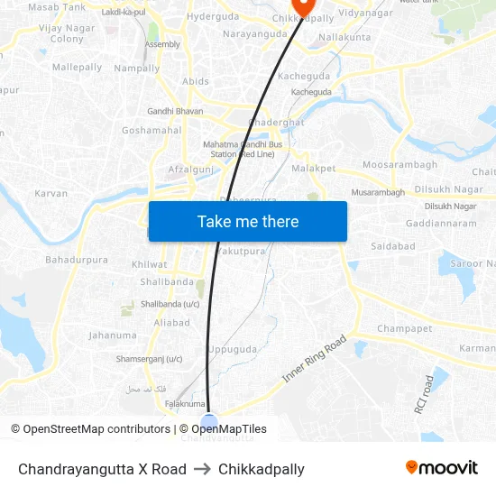 Chandrayangutta X Road to Chikkadpally map