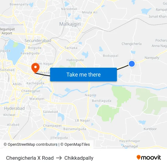 Chengicherla X Road to Chikkadpally map
