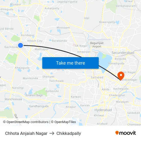 Chhota Anjaiah Nagar to Chikkadpally map