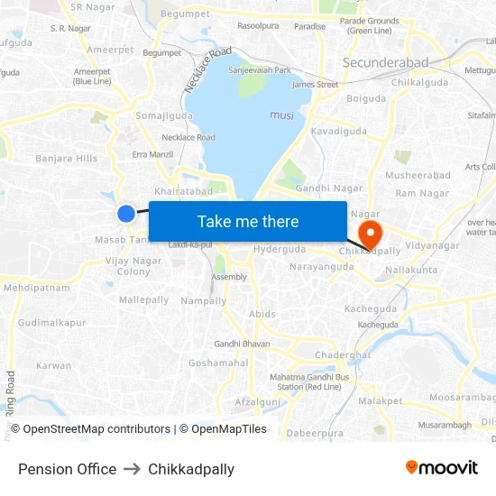 Pension Office to Chikkadpally map