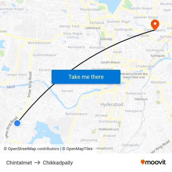 Chintalmet to Chikkadpally map