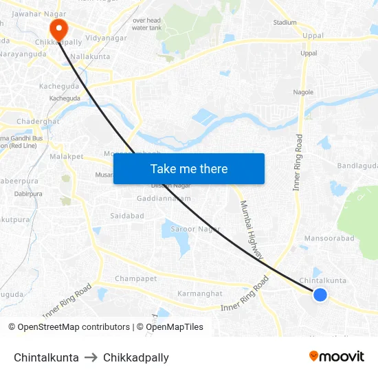 Chintalkunta to Chikkadpally map