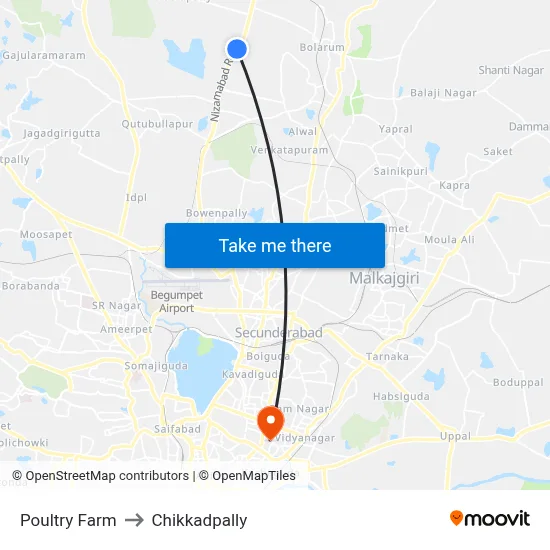 Poultry Farm to Chikkadpally map