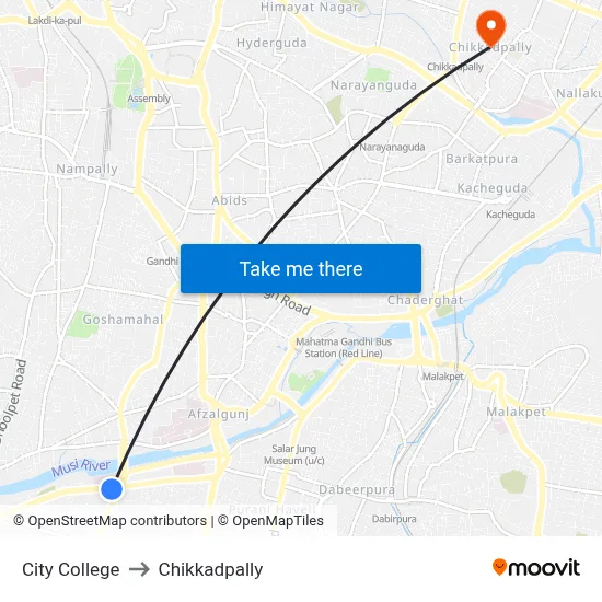 City College to Chikkadpally map