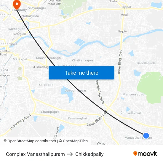 Complex Vanasthalipuram to Chikkadpally map