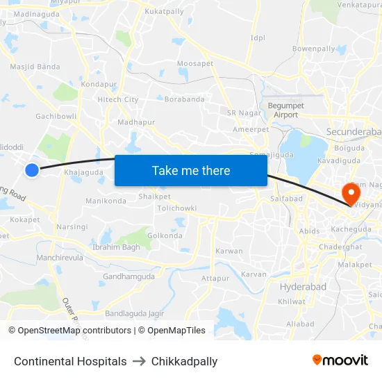 Continental Hospitals to Chikkadpally map