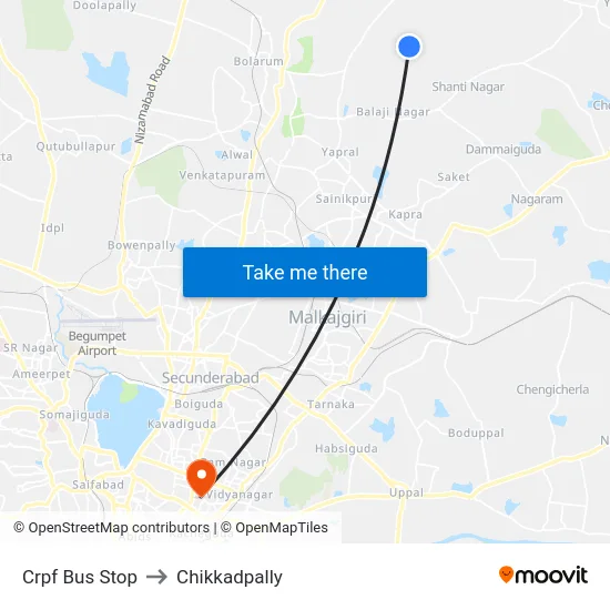 Crpf Bus Stop to Chikkadpally map