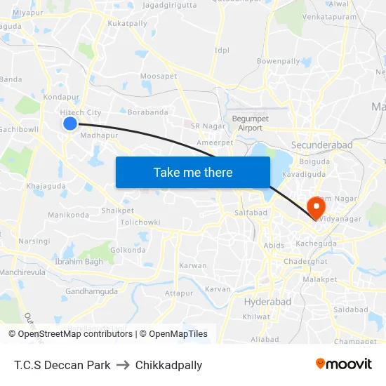 T.C.S Deccan Park to Chikkadpally map