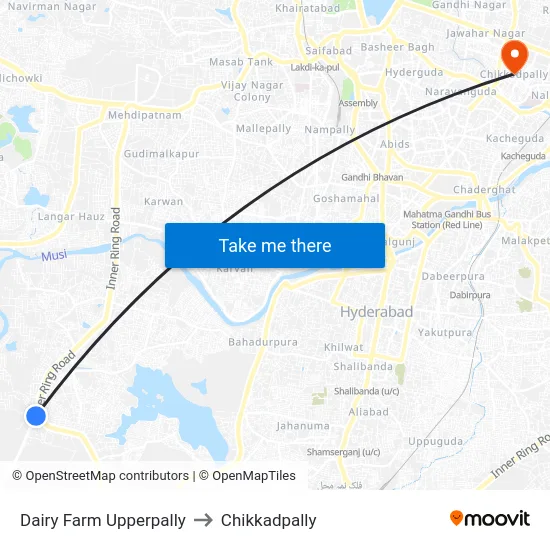 Dairy Farm Upperpally to Chikkadpally map