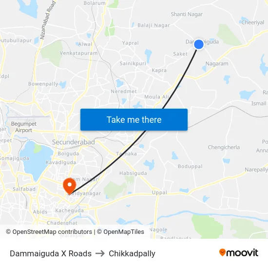 Dammaiguda X Roads to Chikkadpally map