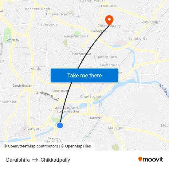 Darulshifa to Chikkadpally map