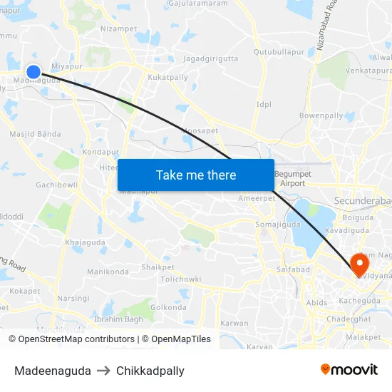 Madeenaguda to Chikkadpally map