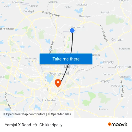Yamjal X Road to Chikkadpally map