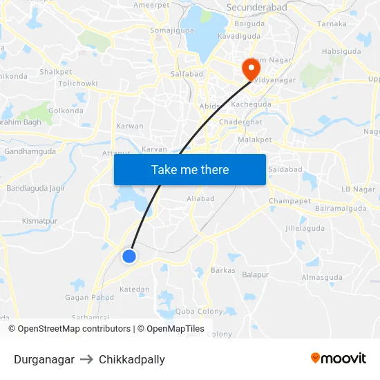 Durganagar to Chikkadpally map