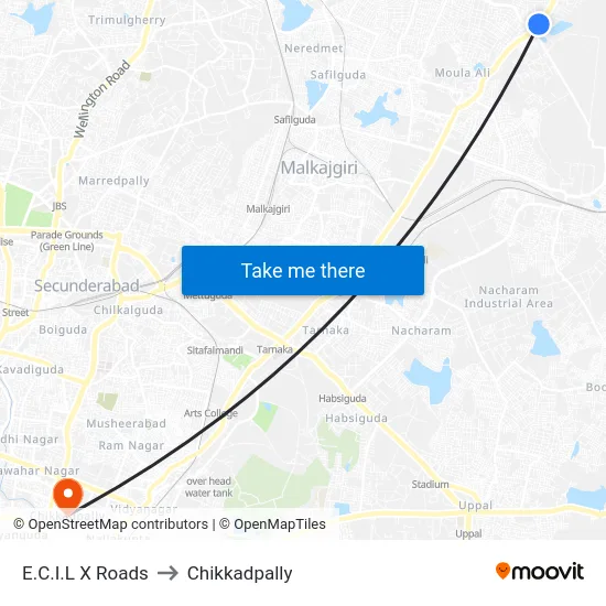 E.C.I.L X Roads to Chikkadpally map