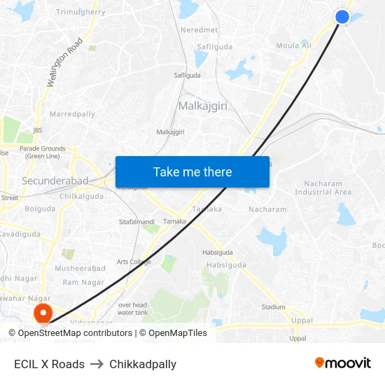 ECIL X Roads to Chikkadpally map