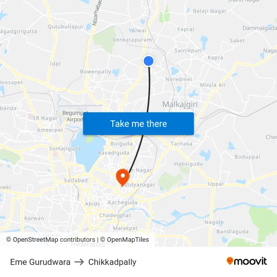 Eme Gurudwara to Chikkadpally map