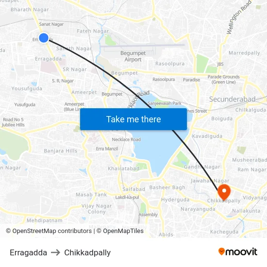 Erragadda to Chikkadpally map