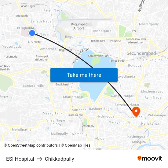 ESI Hospital to Chikkadpally map