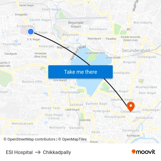 ESI Hospital to Chikkadpally map
