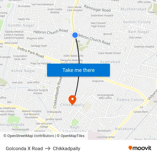 Golconda X Road to Chikkadpally map