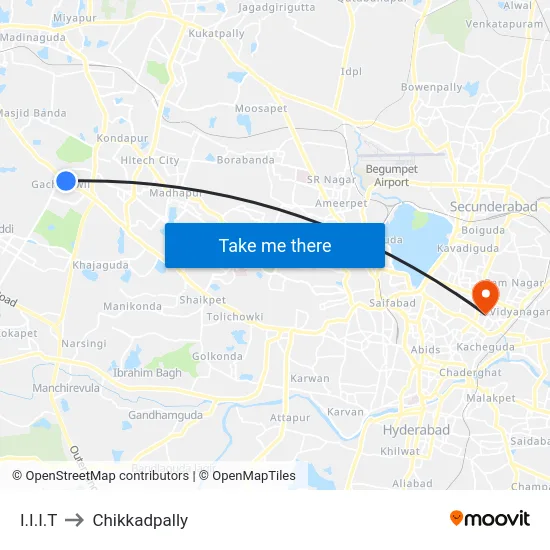 I.I.I.T to Chikkadpally map