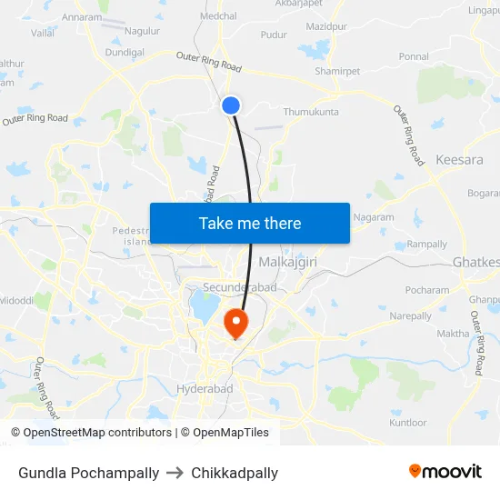 Gundla Pochampally to Chikkadpally map