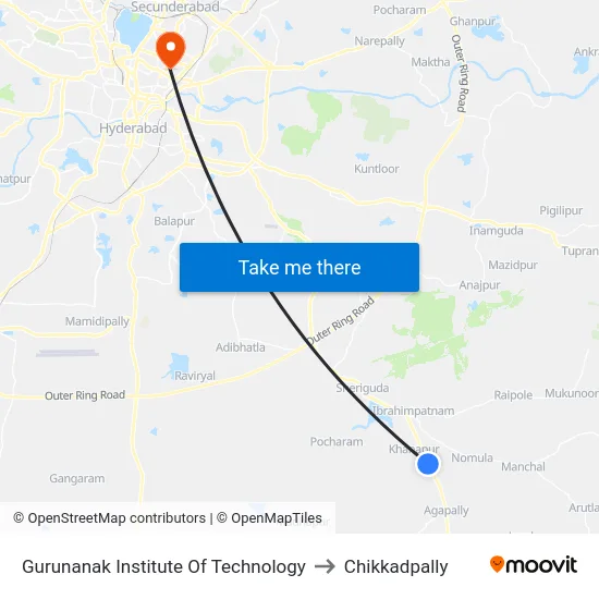 Gurunanak Institute Of Technology to Chikkadpally map