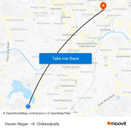 Hasan Nagar to Chikkadpally map