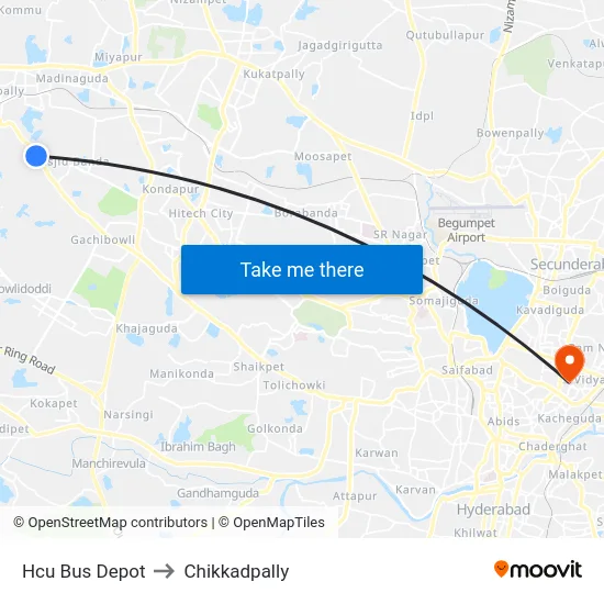 Hcu Bus Depot to Chikkadpally map