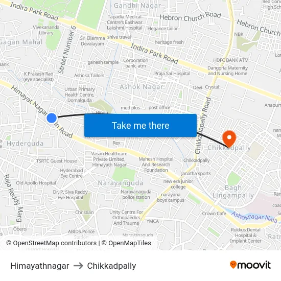 Himayathnagar to Chikkadpally map