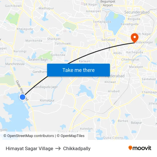 Himayat Sagar Village to Chikkadpally map