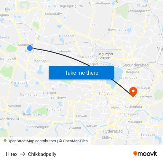 Hitex to Chikkadpally map