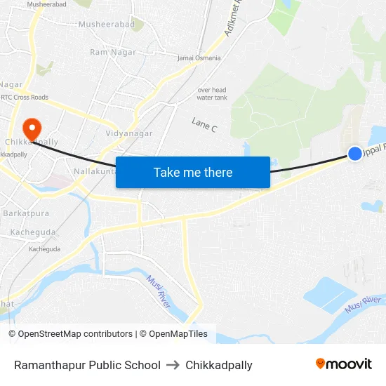 Ramanthapur Public School to Chikkadpally map