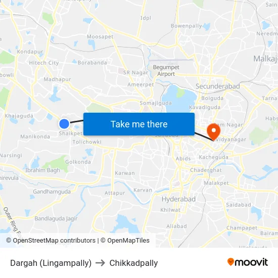 Dargah (Lingampally) to Chikkadpally map