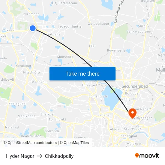 Hyder Nagar to Chikkadpally map