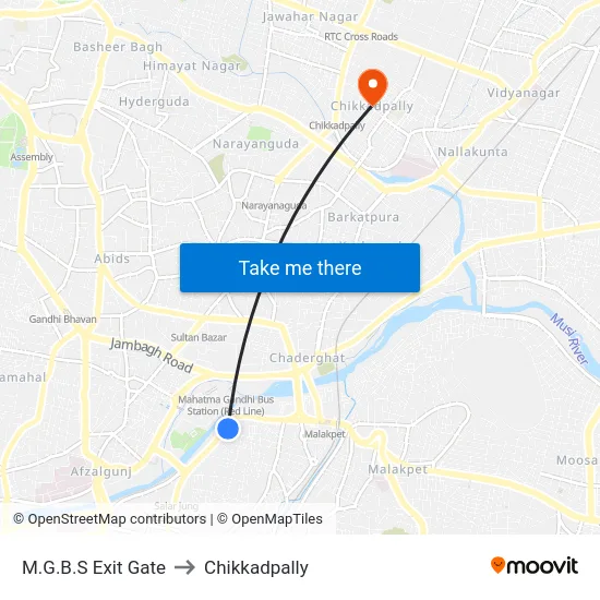 M.G.B.S Exit Gate to Chikkadpally map