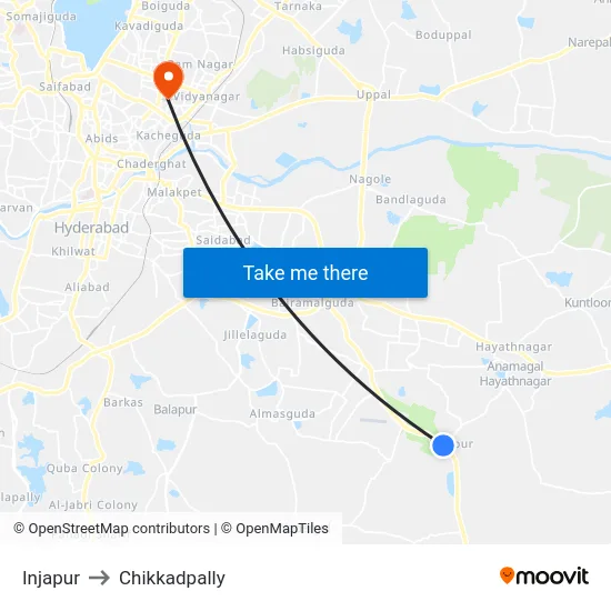 Injapur to Chikkadpally map