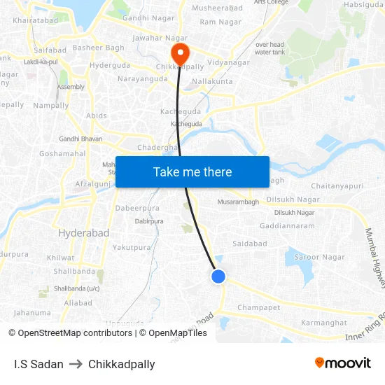 I.S Sadan to Chikkadpally map