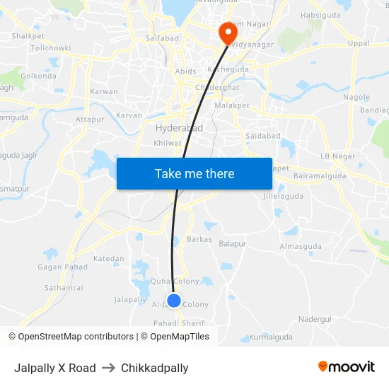 Jalpally X Road to Chikkadpally map