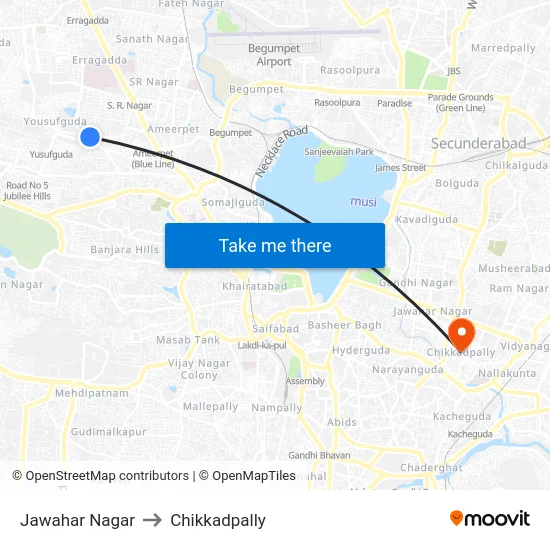 Jawahar Nagar to Chikkadpally map
