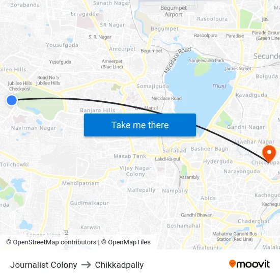 Journalist Colony to Chikkadpally map