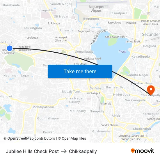 Jubilee Hills Check Post to Chikkadpally map